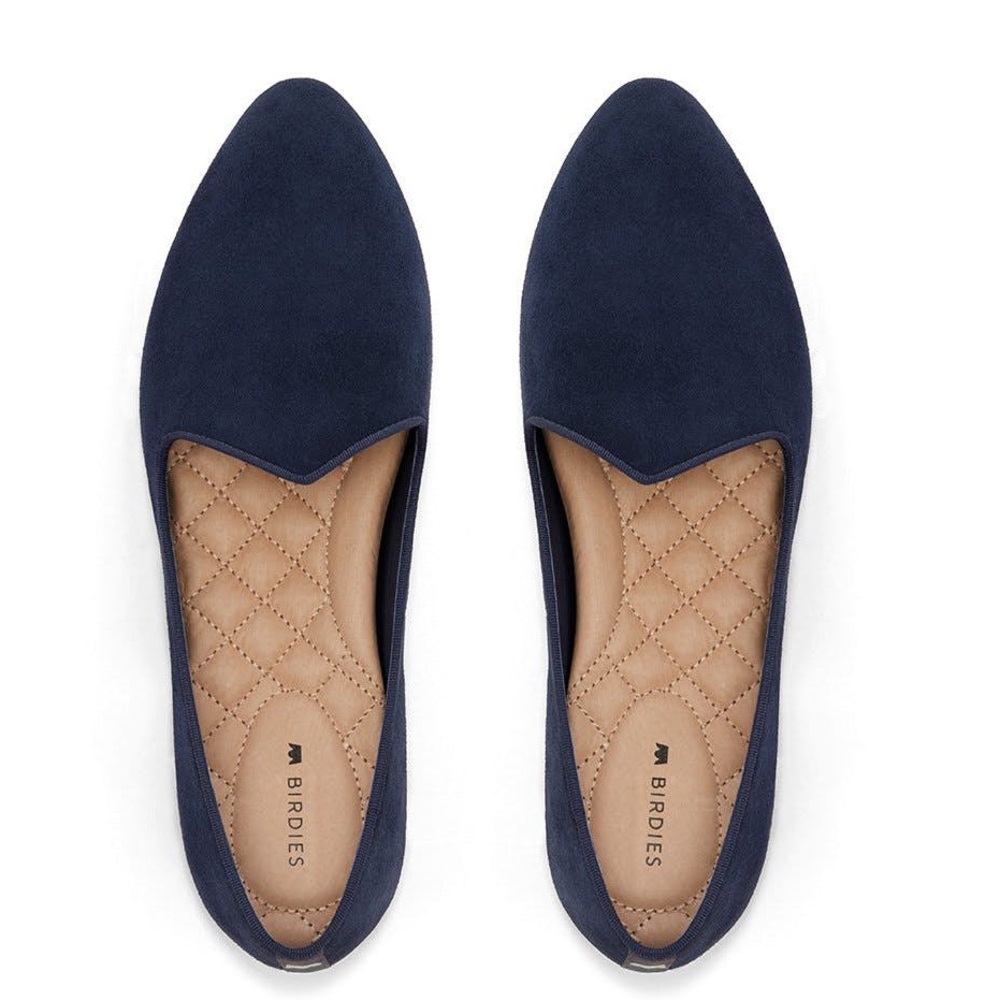 Birdies Heron Navy Suede Loafers Flats
